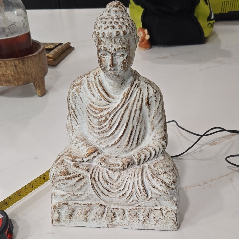 Antique-Style Cream Buddha Sculpture
